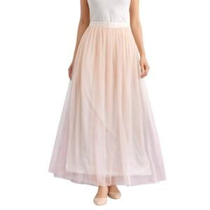 LC Lauren Conrad Maxi Skirt Pink Blush Nude Ombre Tulle Overlay Lined Size 4